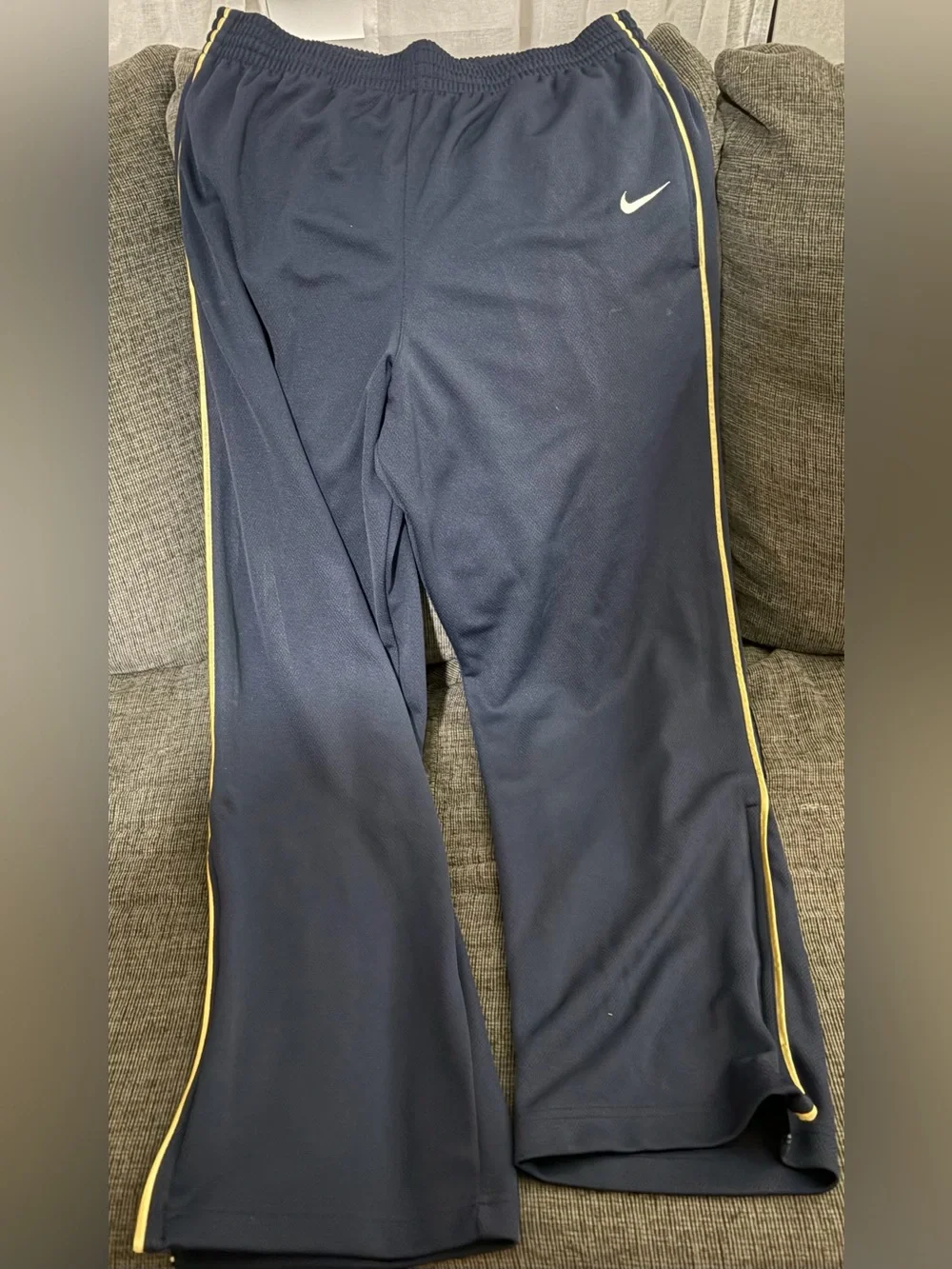Nike Men’s Navy Track Pants with Yellow Trim